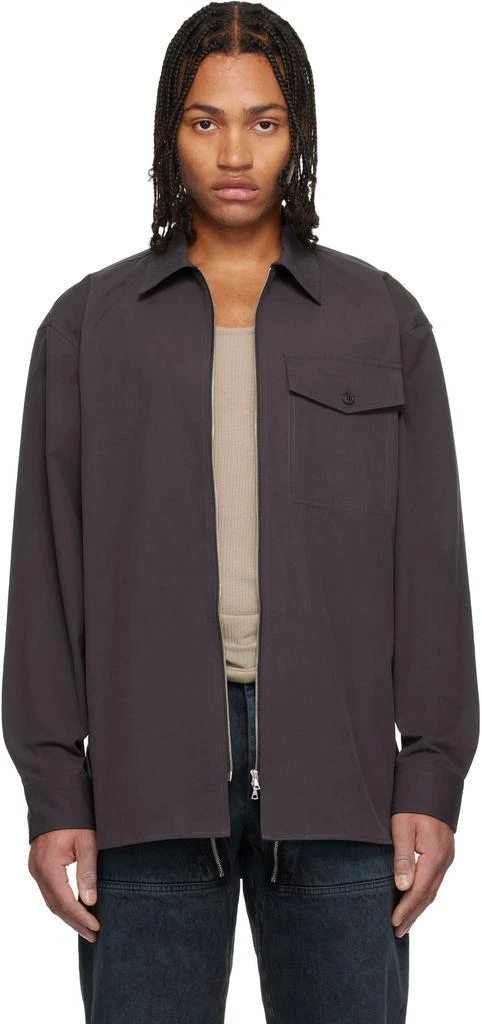 Dries Van Noten Brown Cotton Zipped Shirt 1