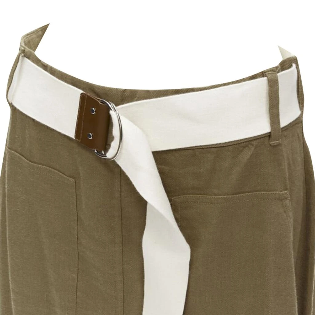 Tibi safari linen blend belted wrap midi skirt 2