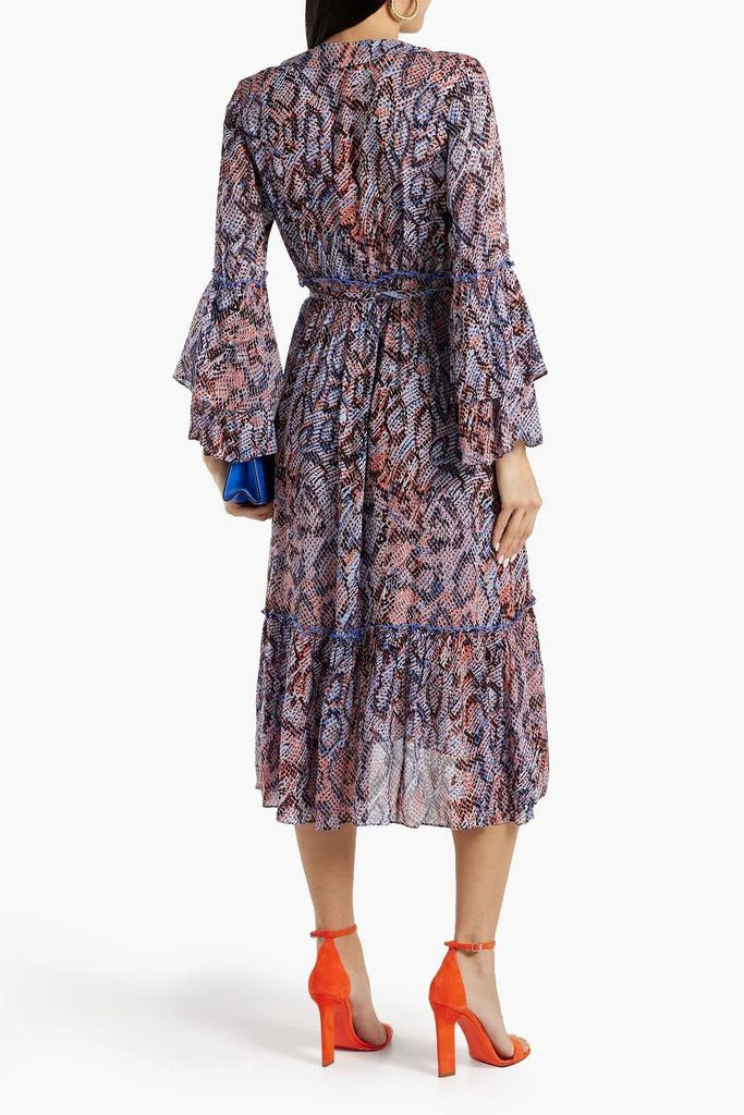 DIANE VON FURSTENBERG Elora ruffled snake-print chiffon midi wrap dress 3