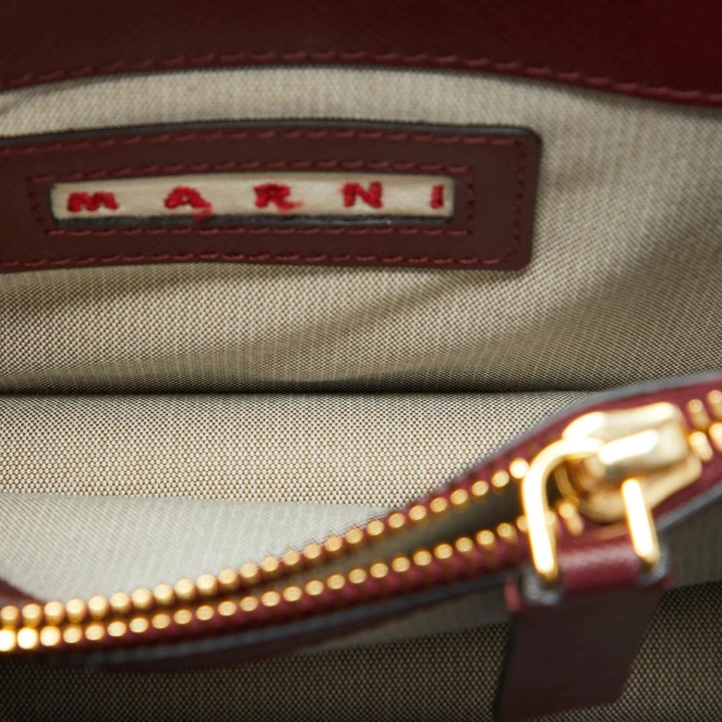 Marni Marni Burgundy/Navy Blue Leather Trunk Shoulder Bag 9