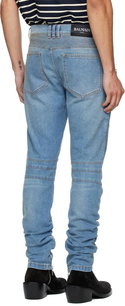 Balmain Blue Slim-Fit Biker Jeans 3