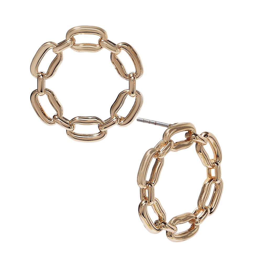 On 34th Small Chain Link Front-Facing Hoop Earrings, 0.88", Created for Macy's