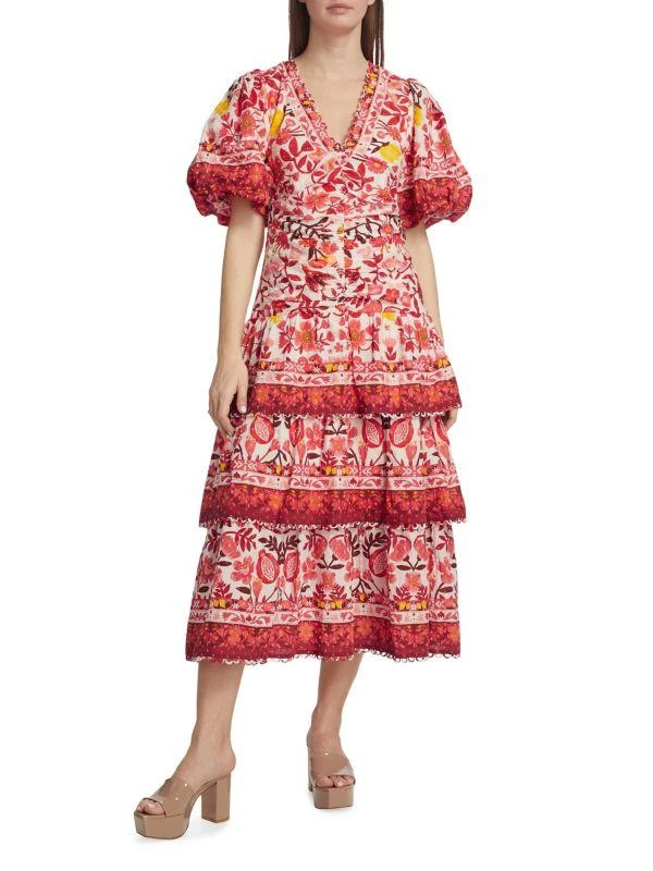Farm Rio Romantic Orchard Tiered Midi-Dress 1