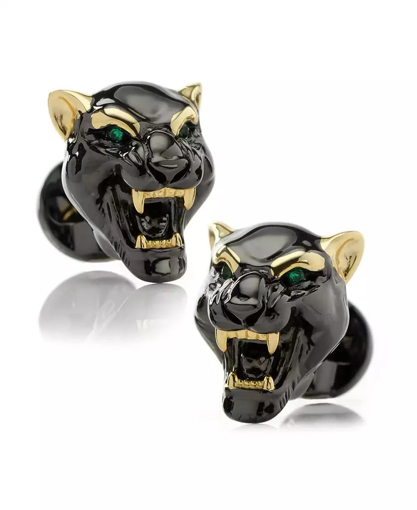 Ox and Bull Trading Co. Men's Sterling Silver Black and Gold-tone Panther Cufflinks 1