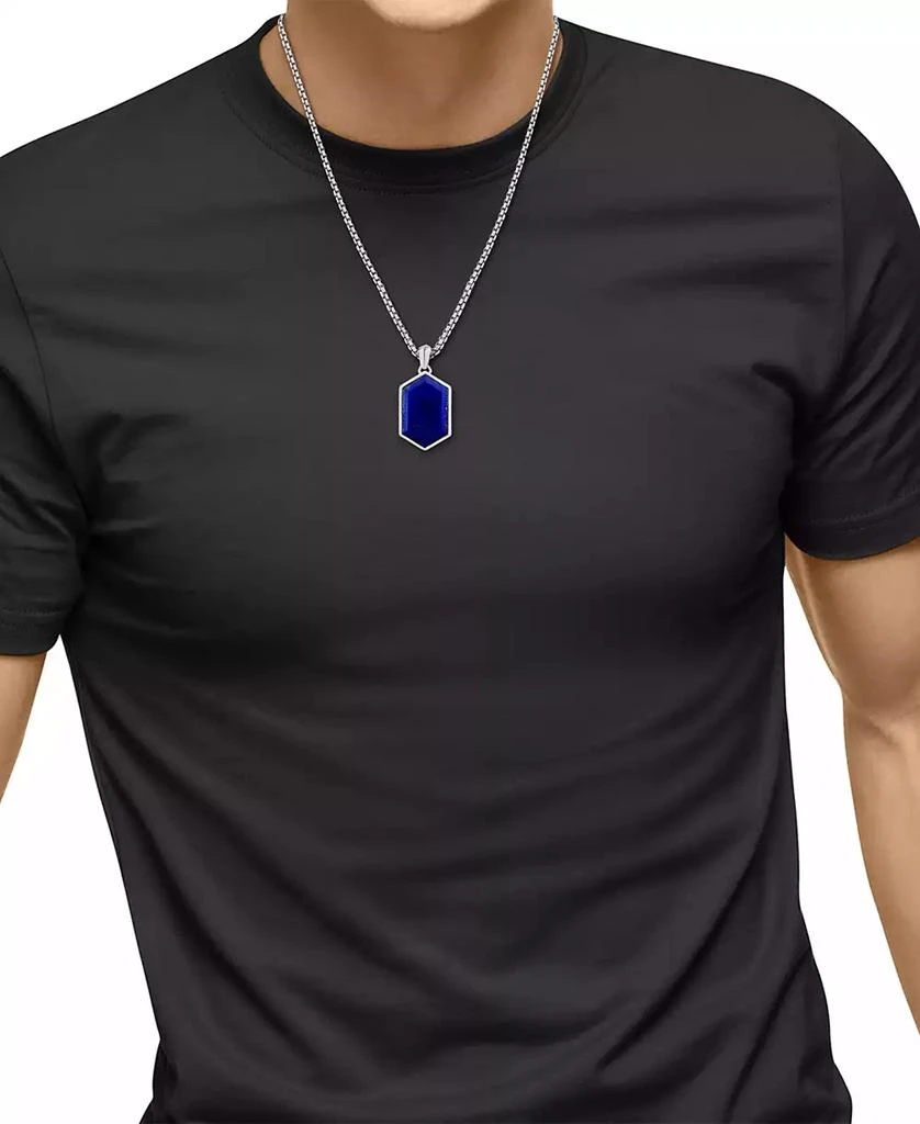 Effy EFFY® Men's Lapis Lazuli Hexagon 22" Pendant Necklace in Sterling Silver 2