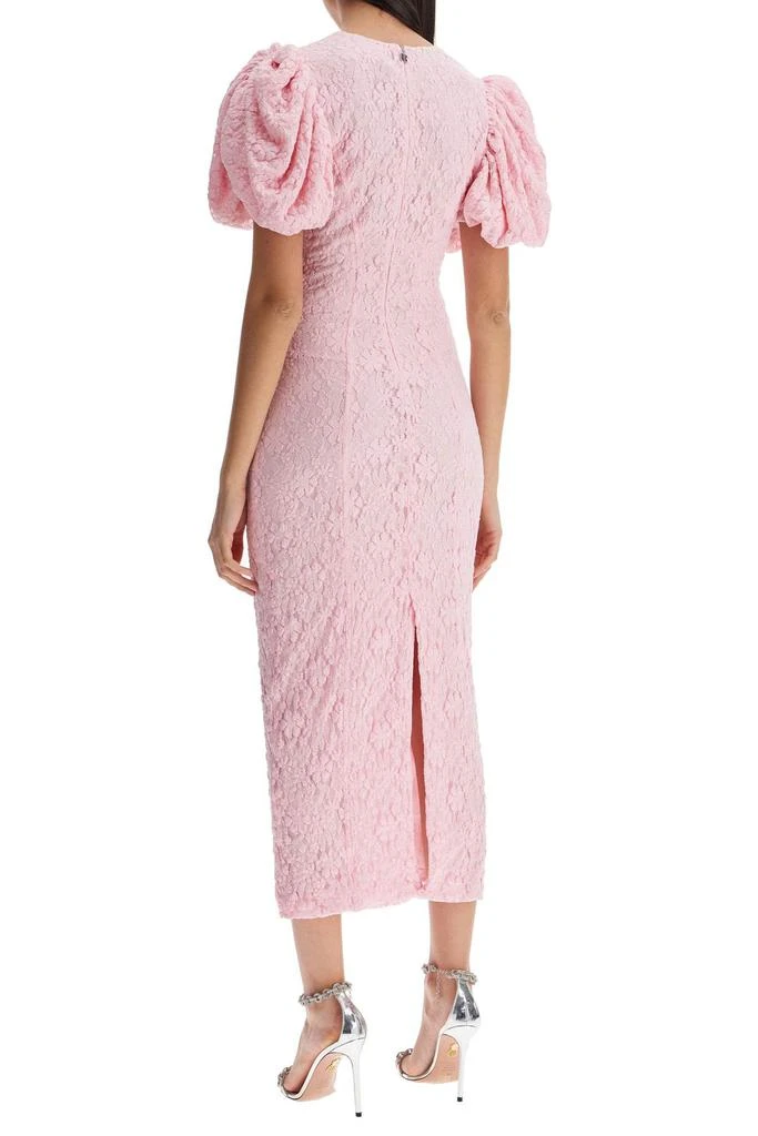 ROTATE Birger Christensen pink floral midi dress with puff sleeves in mixed materials 3