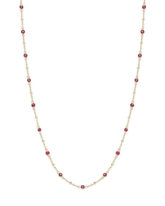 Bloomingdale's Precious Gemstone & Diamond Bezel Station Collar Necklace Collection in 14K Yellow Gold, 16-18" 1