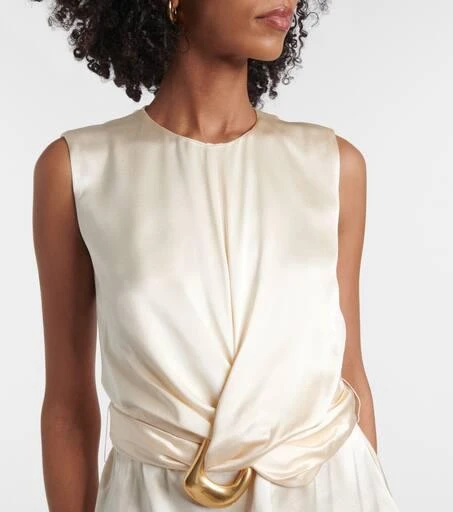 Altuzarra Tizzy belted gathered silk top 4