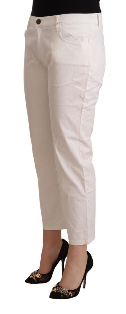 L'AUTRE CHOSE L'Autre Chose White Cotton Mid Waist Cropped Denim Jeans