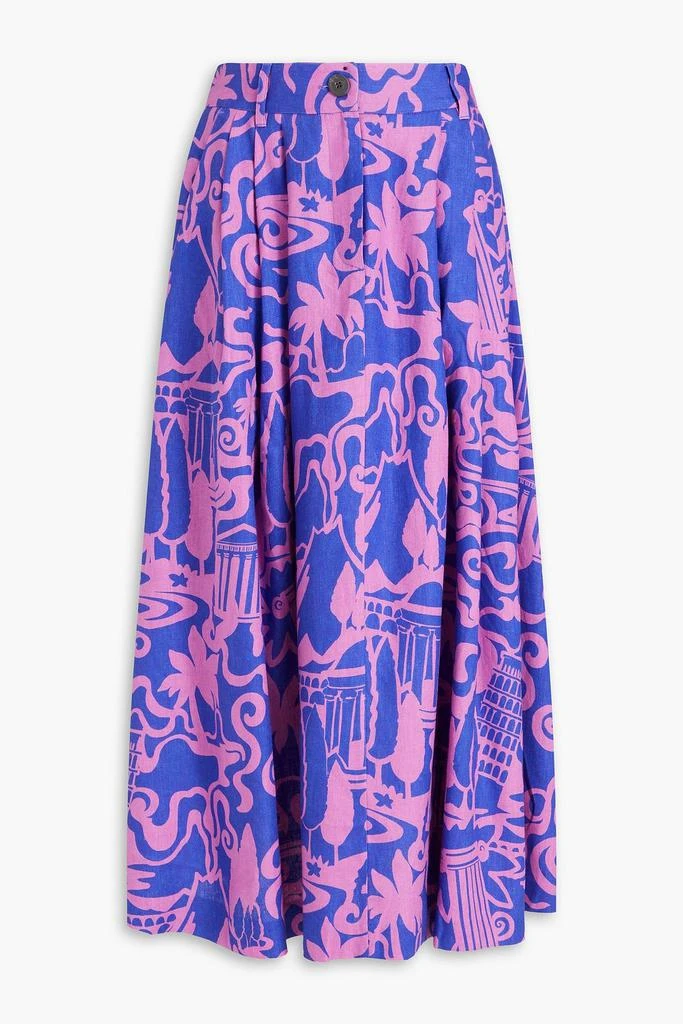 Mara Hoffman Tulay pleated printed hemp midi skirt 1