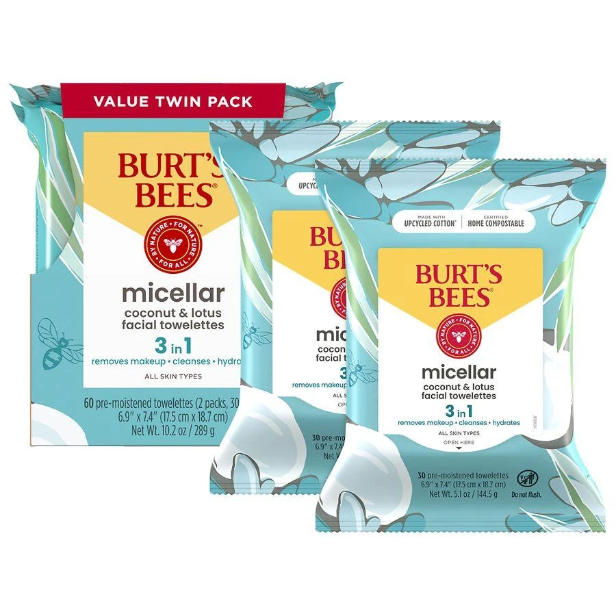 Burt's Bees Micellar Facial Towelettes Coconut & Lotus 3