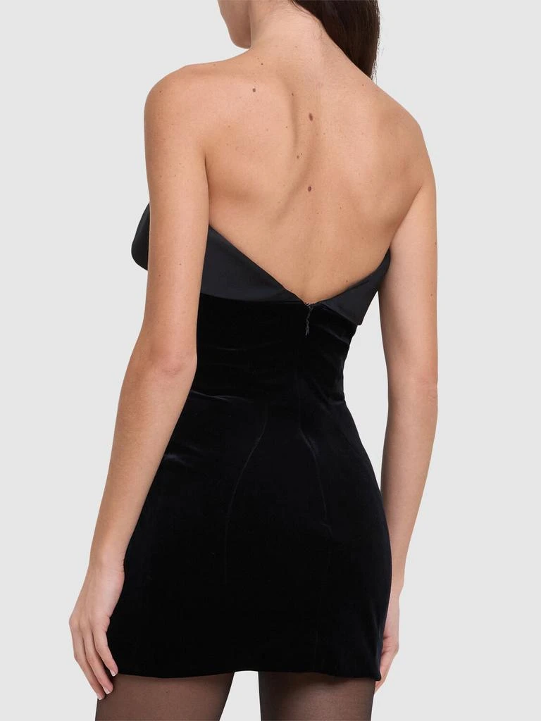Mugler Strapless Stretch Velvet Mini Dress 2