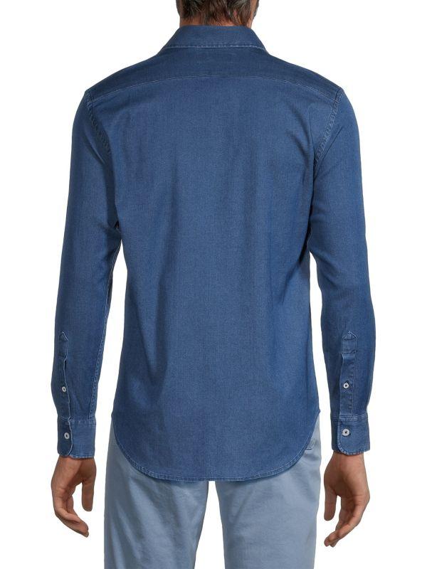 Canali Chambray Cotton & Linen Shirt