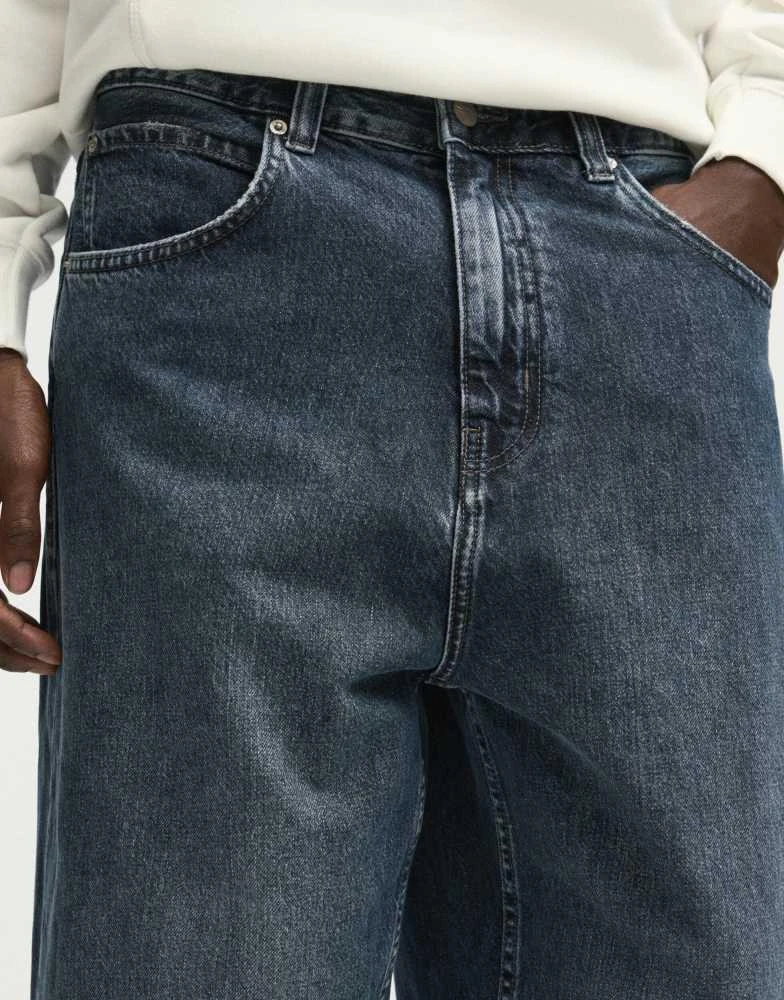 Pull&Bear Pull&Bear baggy fit jeans in dark blue 4