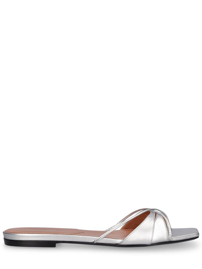 D'ACCORI Lust Metallic Leather Mule Flats