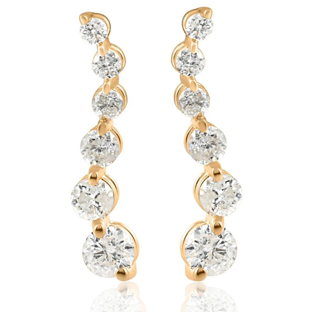 Pompeii3 Ladies 1/2ct Diamond Journey Earrings 14K Yellow Gold