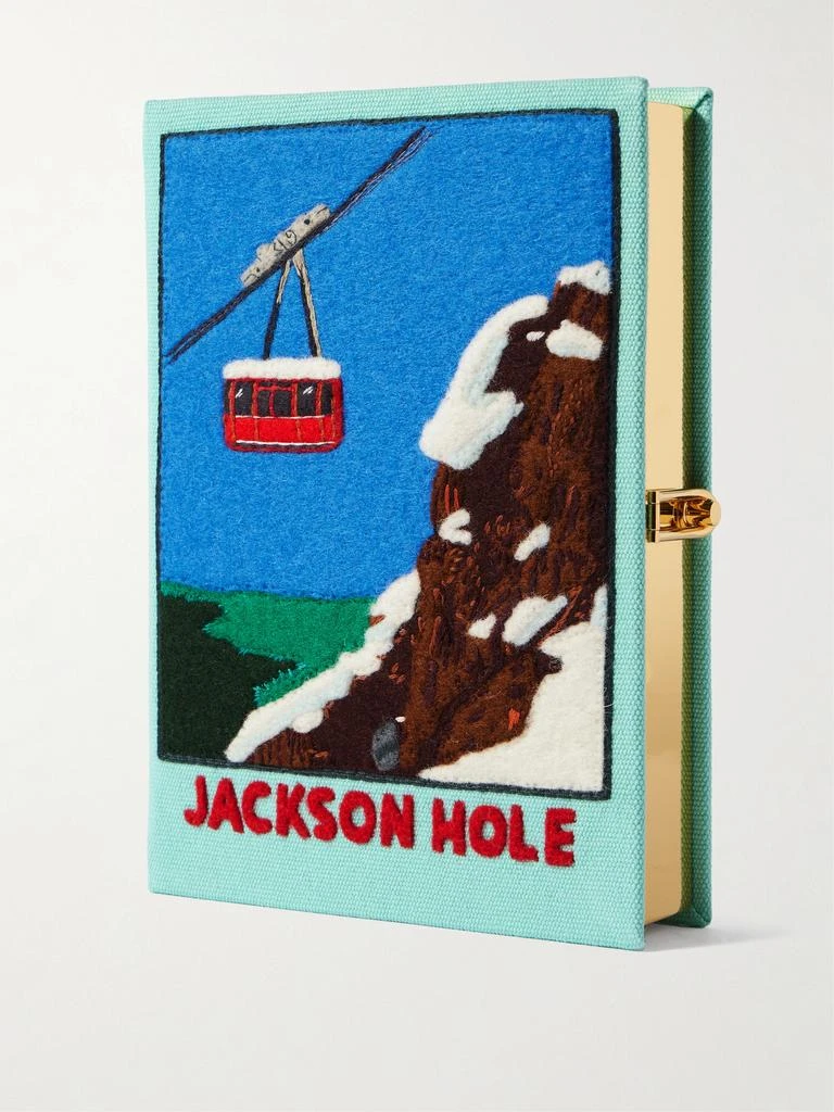 Olympia Le-Tan Jackson Hole Embroidered Appliquéd Canvas Clutch