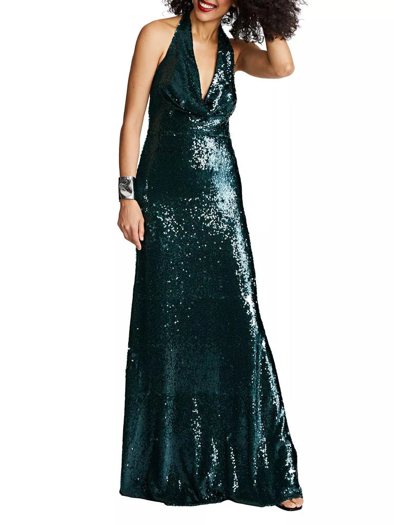 HALSTON Tova Sequin Halterneck Gown 5