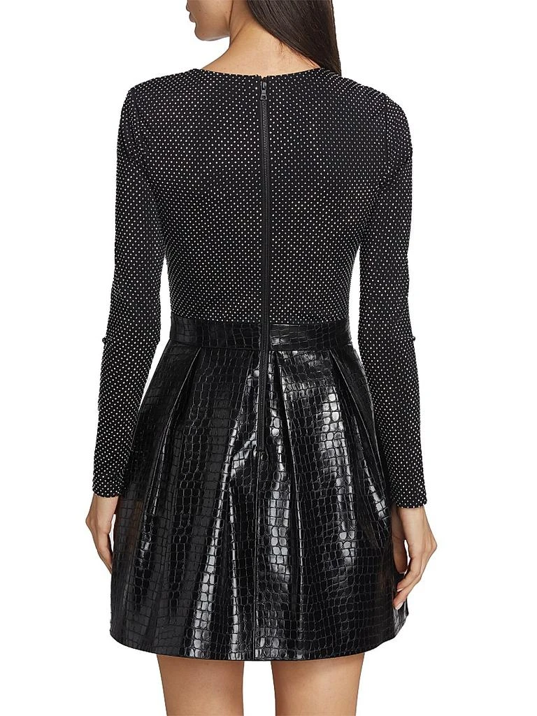ALICE + OLIVIA Women's Chara Crocodile-Embossed Faux Leather Minidress - Black - Size 12