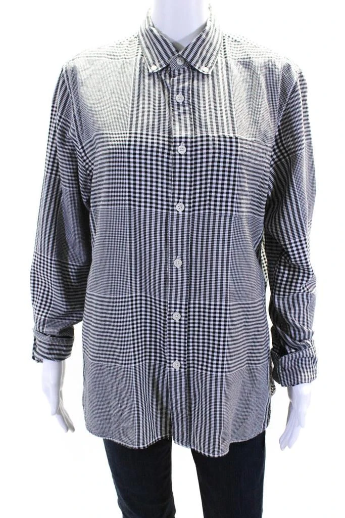 Todd Snyder Todd Snyder Womens Plaid Long Sleeved Button Down Shirt Black White 1