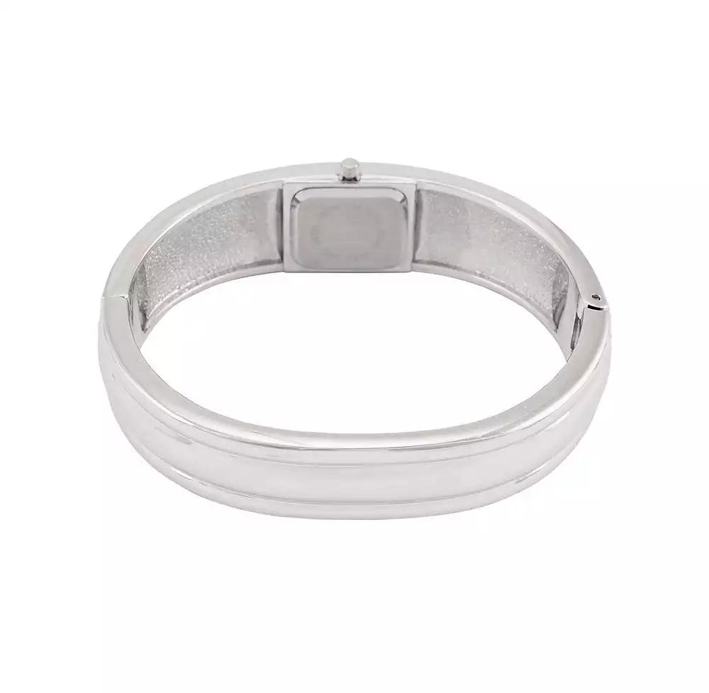 Peugeot Women's Silver-Tone Crystal Accented Cuff Bangle Fashion Watch