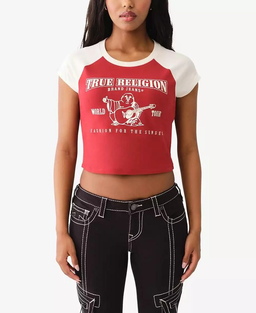 True Religion Women's Contrast Raglan Baby Tee 1