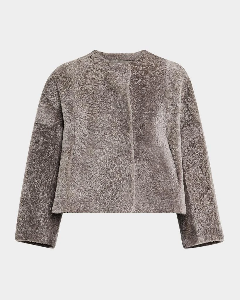 Gorski Reversible Collarless Shearling Lamb Jacket 1