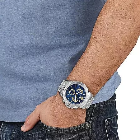 Versace Versace New Quartz Chronograph Silver Bracelet Mens Watch, 45mm 4