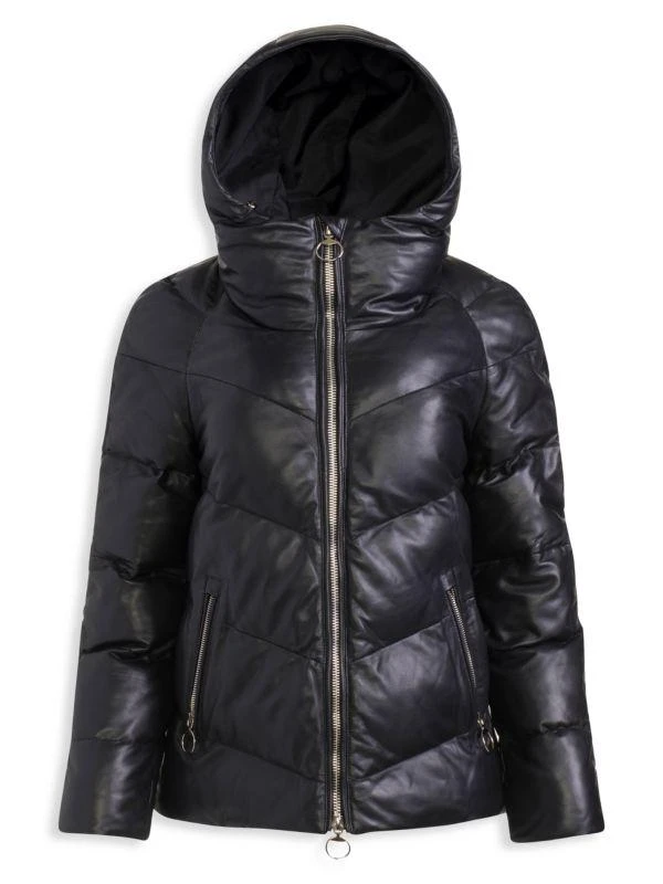 WOLFIE FURS Leather Down Puffer Jacket 1