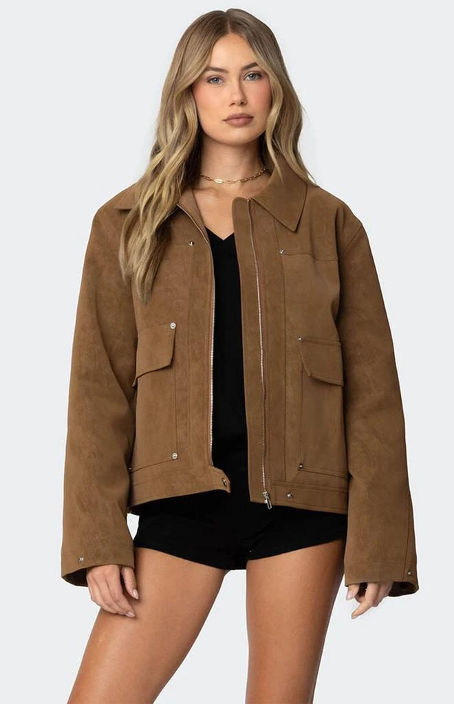 Edikted Annabelle Oversized Faux Suede Jacket 1