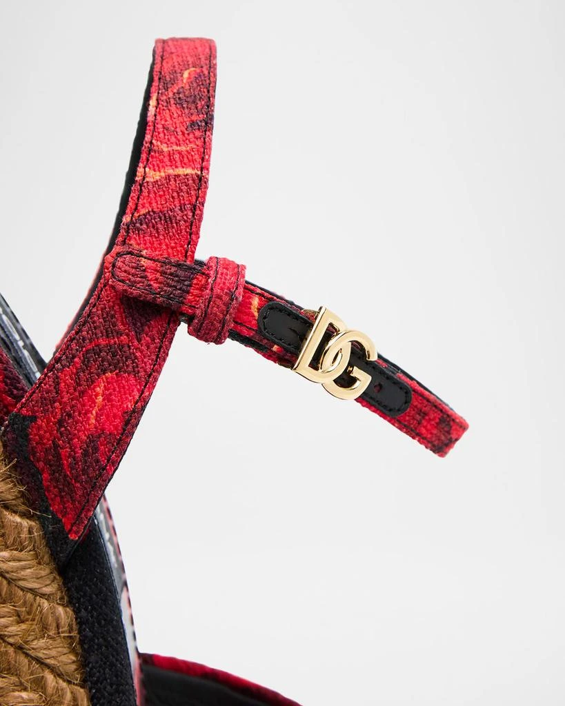 Dolce & Gabbana Lolita Floral Wedge Espadrille Sandals 6