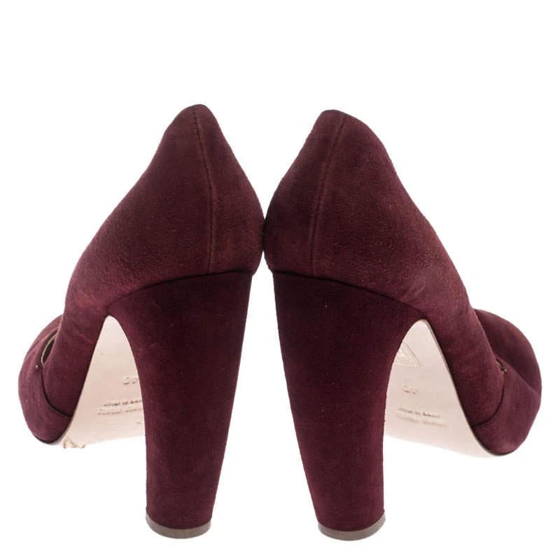 Miu Miu Miu Miu Maroon Suede Curved Heel Pumps Size 40 5