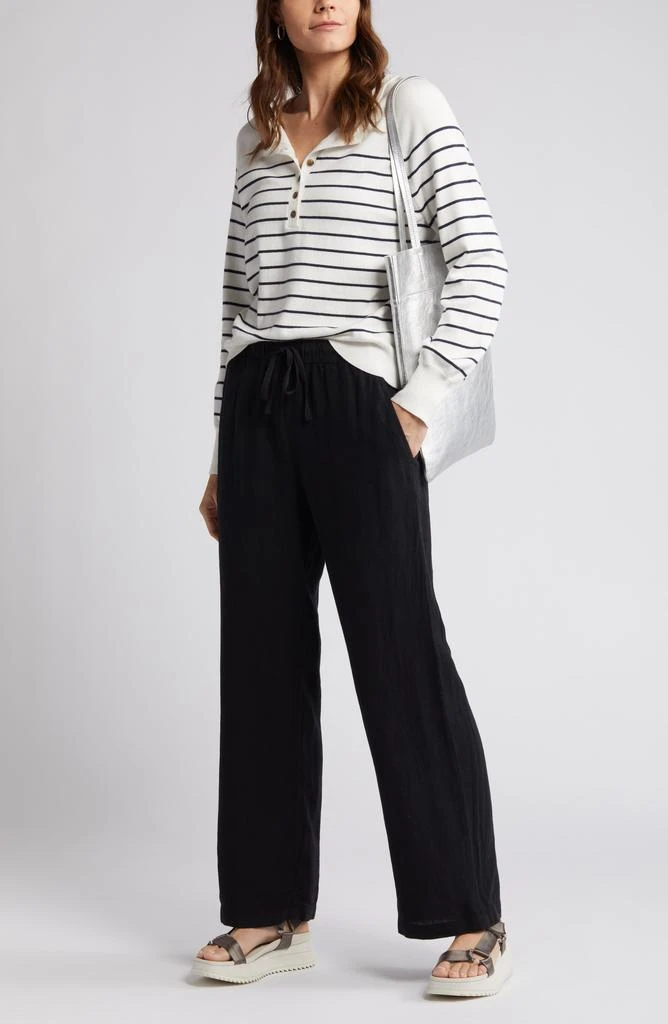 Caslon Drawstring Straight Leg Linen Pants 8