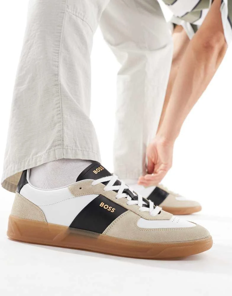 BOSS by Hugo Boss BOSS brandon trainers in white and beige 1