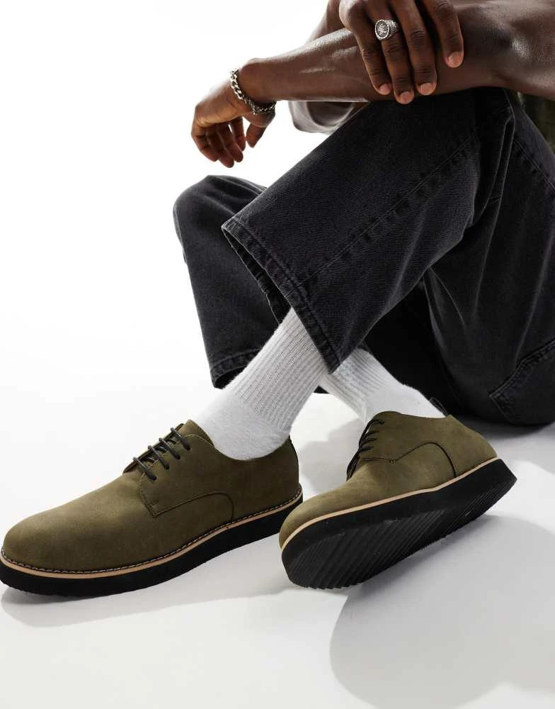 Truffle Collection Truffle Collection casual lace up shoes in khaki suede 1