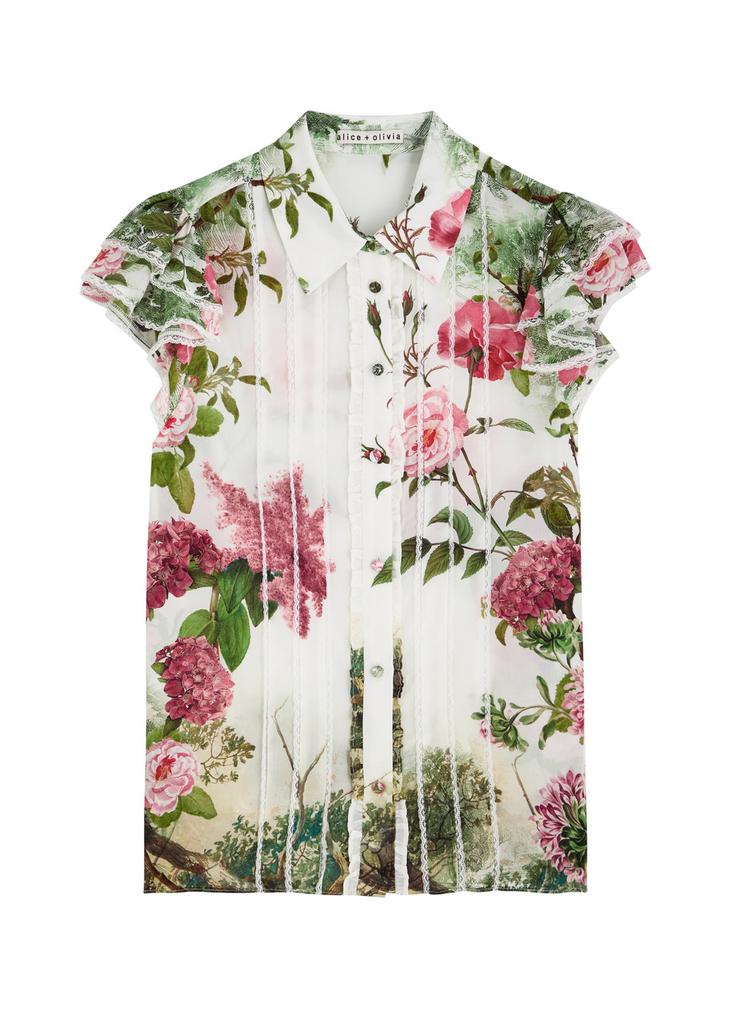 Alice + Olivia Minda floral-print silk blouse
