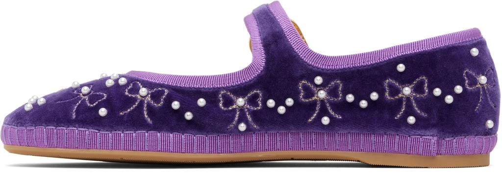 Valentino Purple Mary-Jane Endouce Velvet Ballerina Flats 3