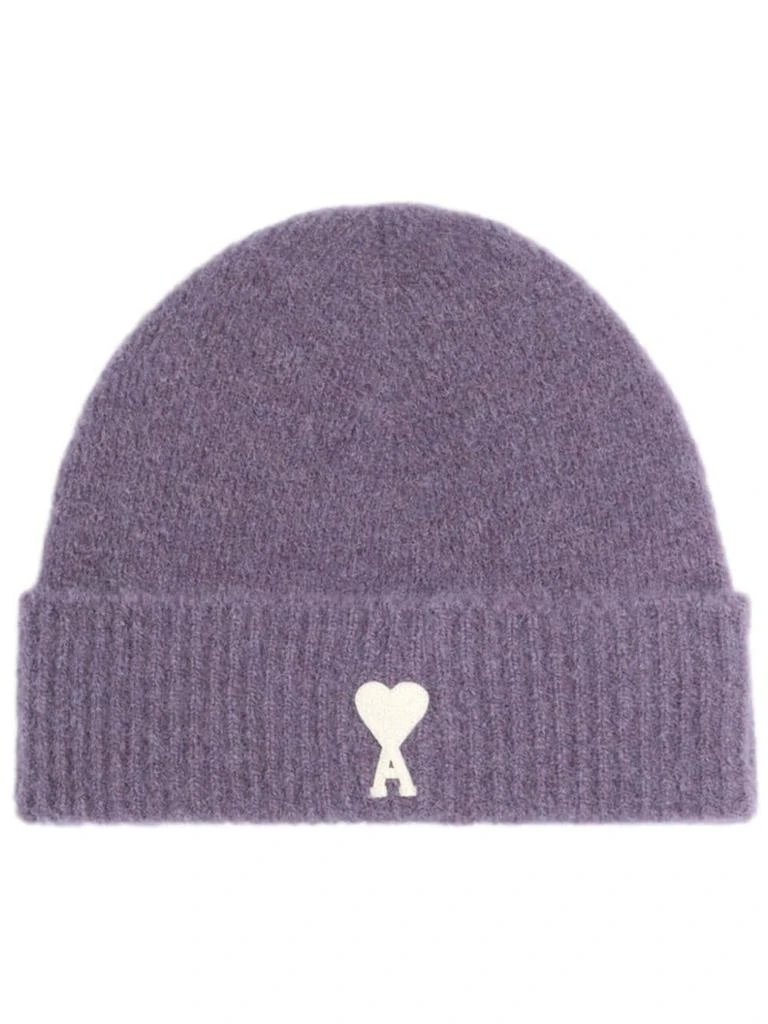 AMI AMI Paris Logo-Patch Knitted Beanie 1