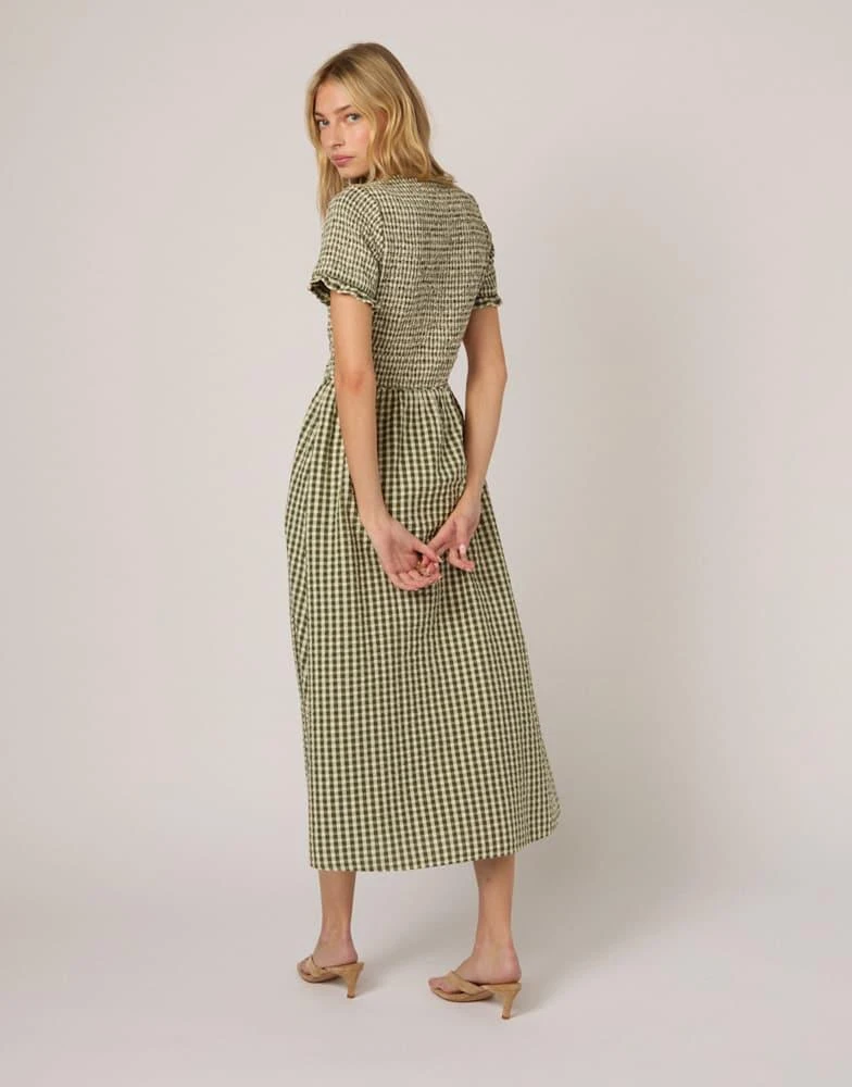 slim fit dress slacks Vintage 70s Green Gingham Apple Print Sundress