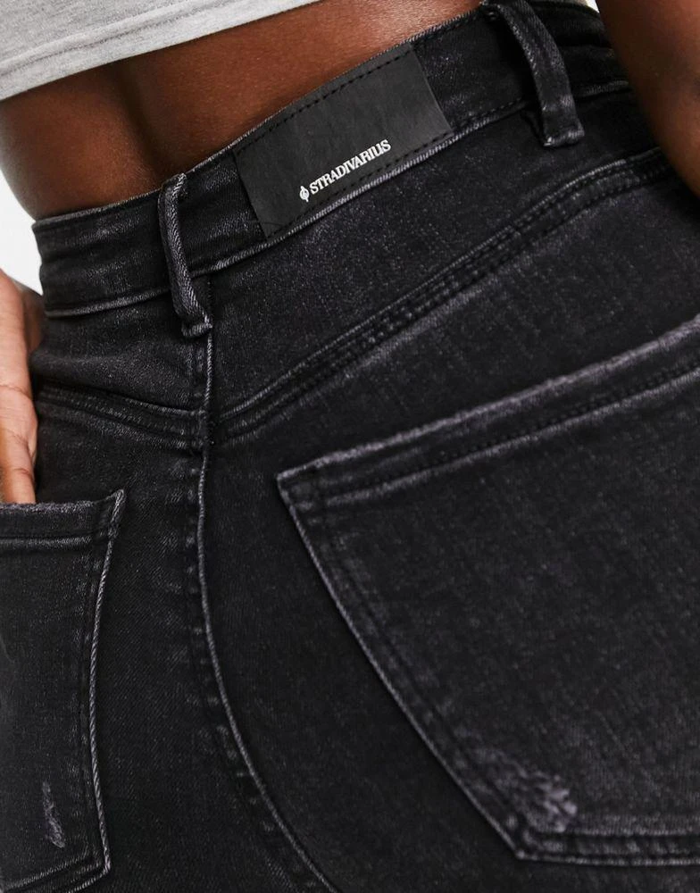 Stradivarius Stradivarius super high waist skinny jeans in washed black 3