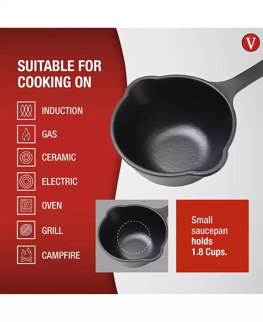 Victoria Cast Iron Sauce Pan. 0.45qt Sauce Pot Seasoned 5