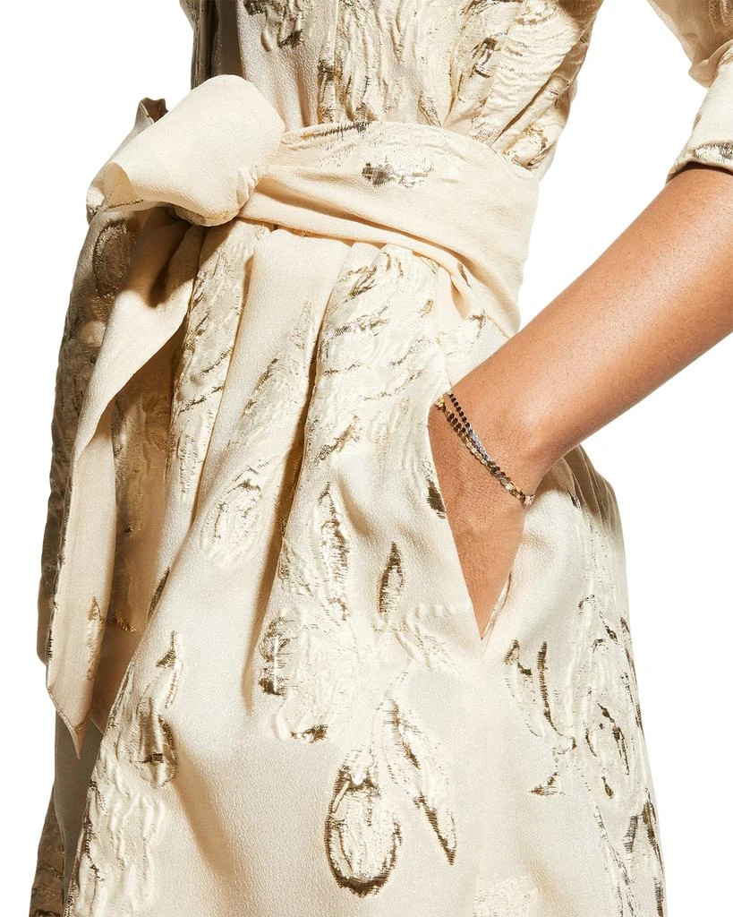 Teri Jon Metallic Jacquard Belted Shirtdress 6