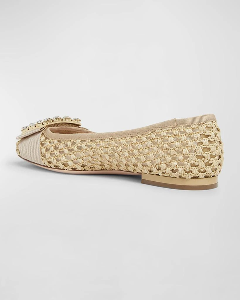 Roger Vivier Tres Vivier Raffia Strass Ballerina Flats 4