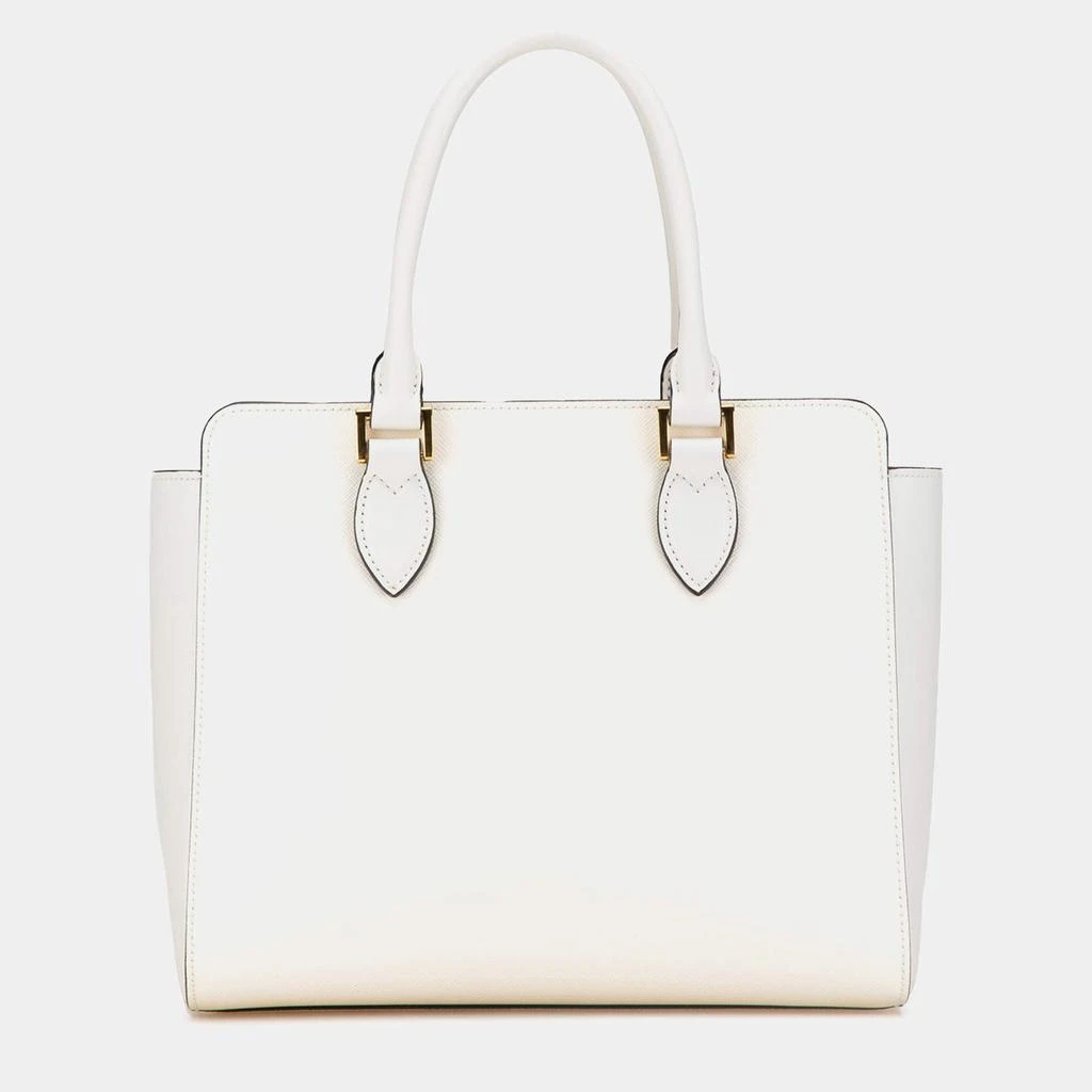 Prada Prada White Saffiano Leather Zippered Tote Bag 3