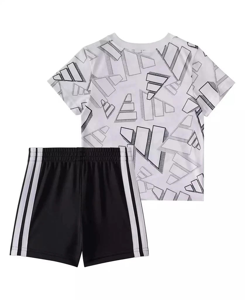 Adidas Baby Boys 2-Piece Short Sleeve Printed 3D Logo Toss T-Shirt and Shorts Set