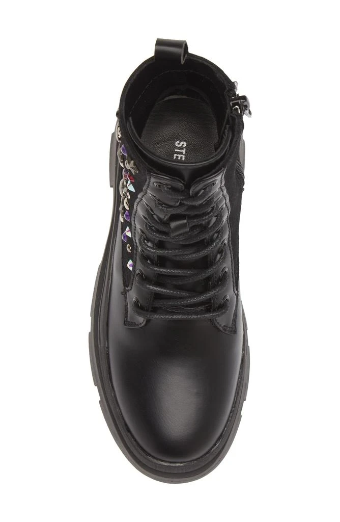 Steve Madden Kids' JKrissen Glitter Stud Combat Boot 5