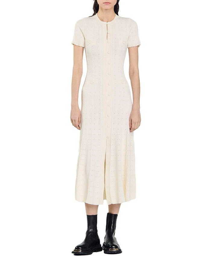 midi knitted dress long sleeve Zara Collared Long-sleeved Knit Dress main image 1