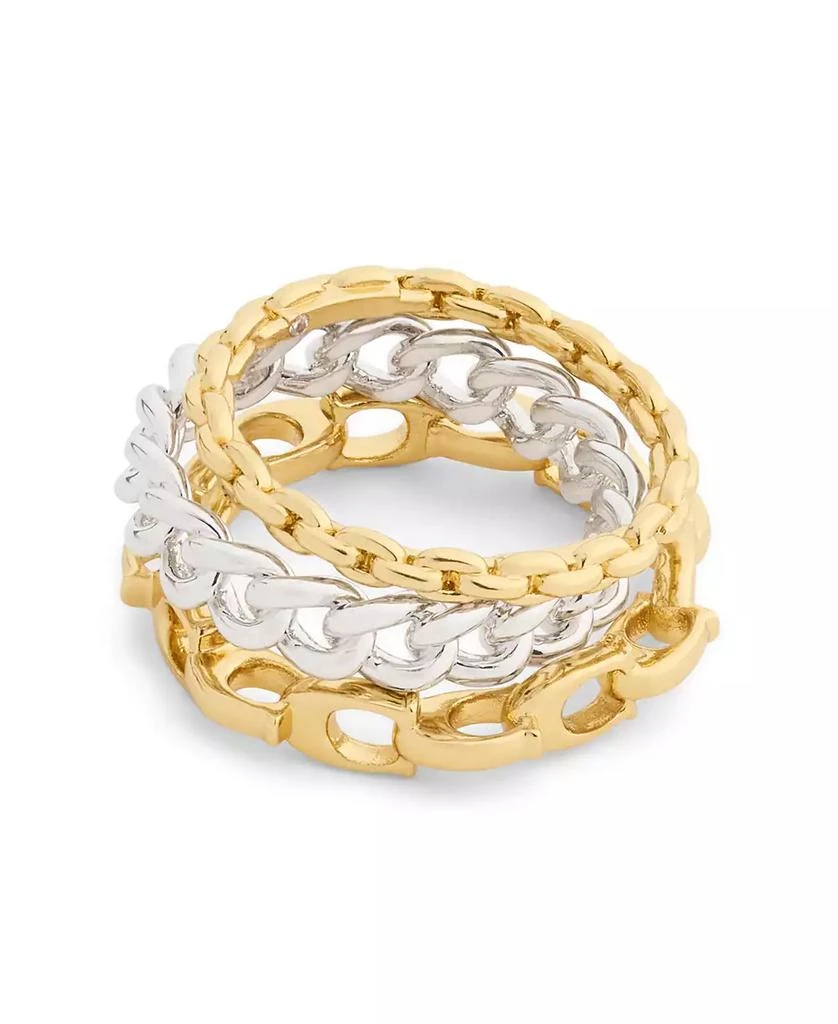 Coach Two-Tone Signature C Mixed Chain Ring Set 3