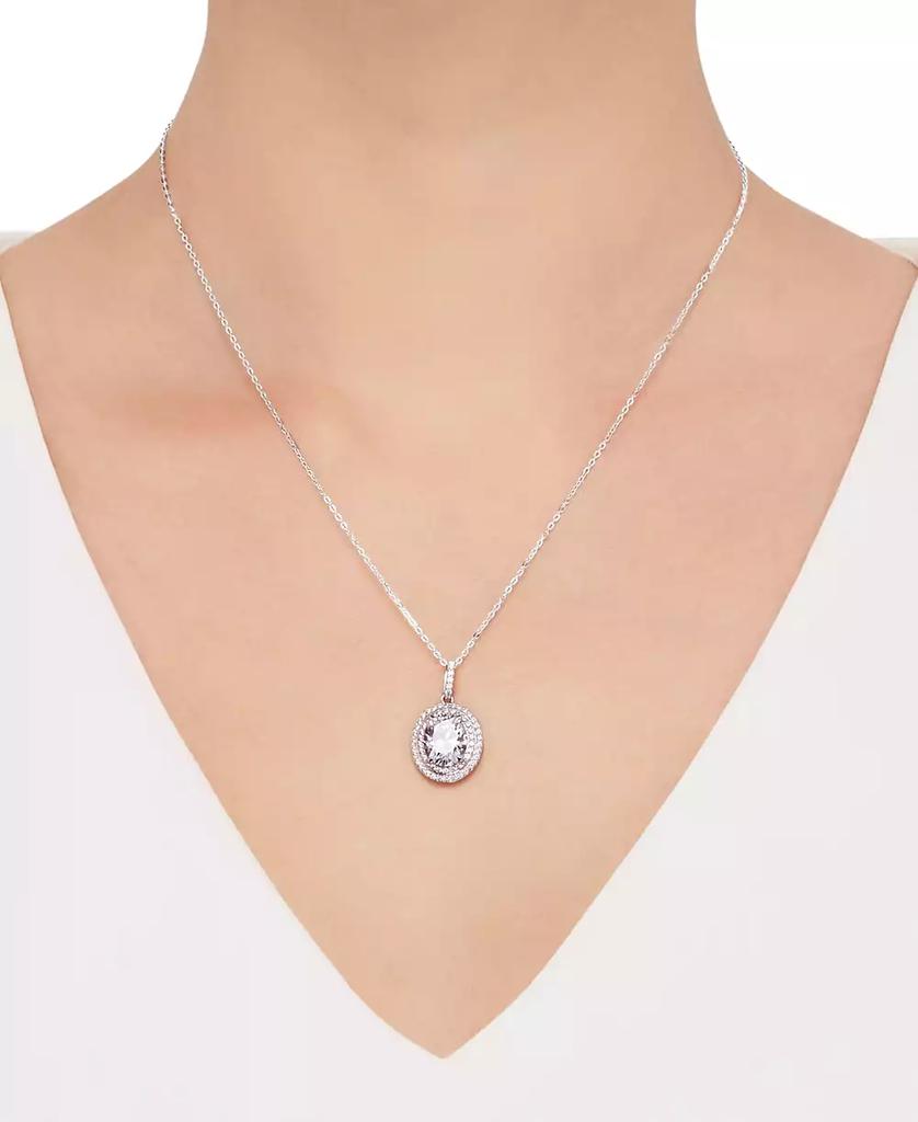 Arabella Cubic Zirconia Double Halo 18" Pendant Necklace in Sterling Silver