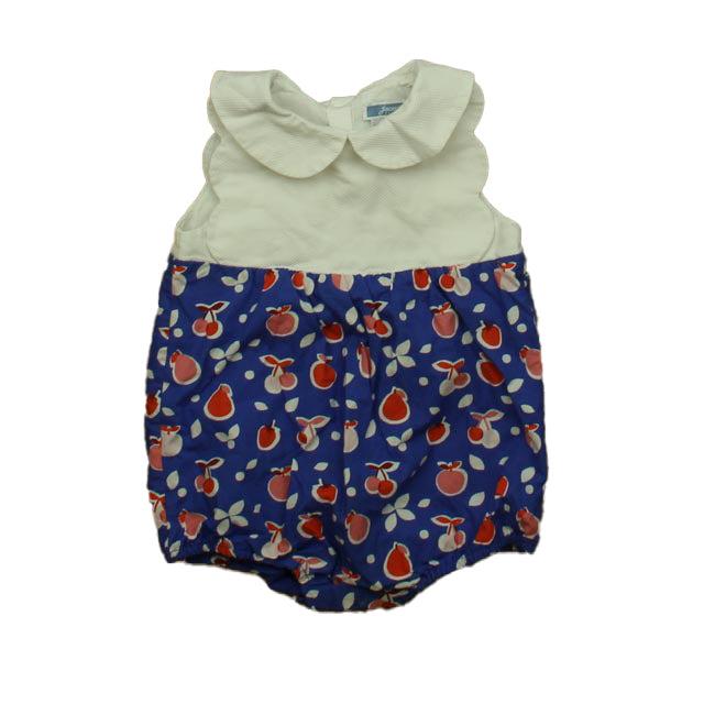 Jacadi Girls White | Blue Apple Romper